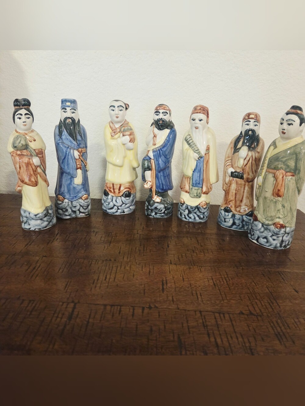 VTG Chinese Ceramic Porcelain Statues Men Women 7 Figurines Accent Decor